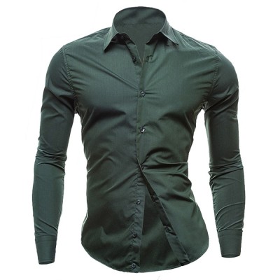 Dark Green Front Buttoned Full Sleeve Shirt For Men