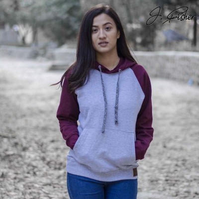 J.Fisher Fleece Baseball Pullover Hoodie for Women