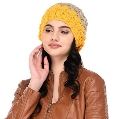 VR Designers Chevron pattern handknitted woolen pom pom cap