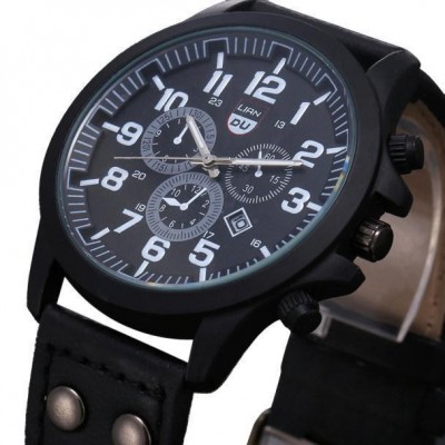 Men's wristwatch Military Leather Waterproof Date Quartz Analog Army Men's Quartz Wrist Watches
