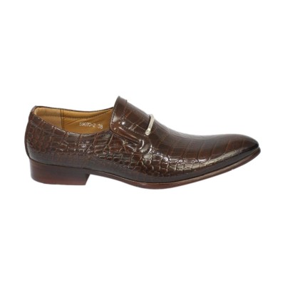 Brown Solid Slip-On Formal Party Shoes For Men