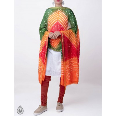 Multi Color Silk Tie And Dye Badhni Dupatta For Women