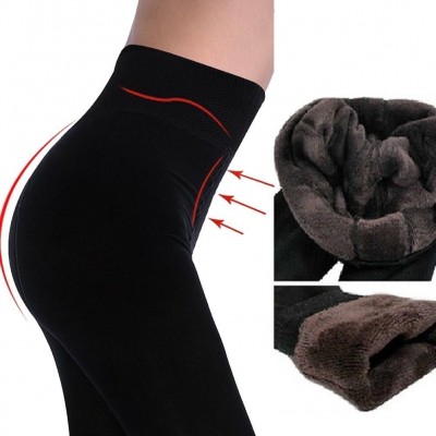 Women Thermal Thick Warm Fleece lined Fur Winter Tight Pencil Leggings Pants Black