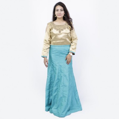 Sky Blue/Golden Embellished Floral Lehenga Choli Set For Women