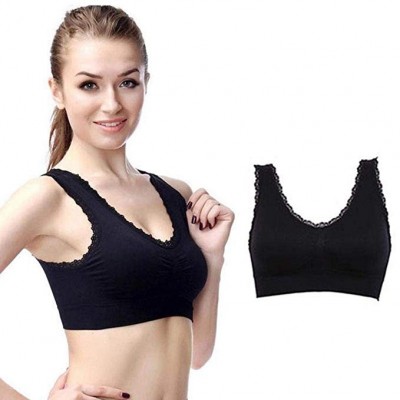 Women Sports Bra Seamless Spandex Workout Bra Fitness Yoga Lace Wire Free Solid Padded Fitness Wear Sports Top