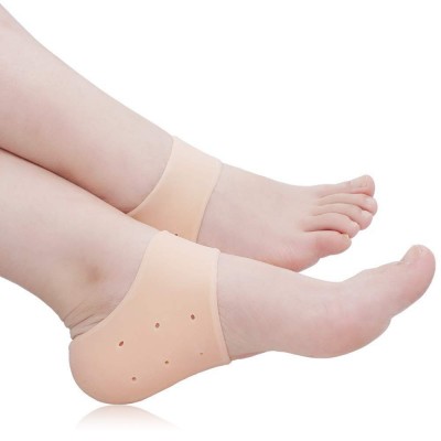 Pipal Silicone Gel Heel Pad Socks for Pain Relief for Men and Women (Beige, Free Size) - 1 Pair