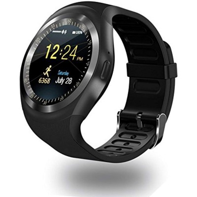 Bluetooth Round Touch Screen Smart Watch Y1 - (Black)